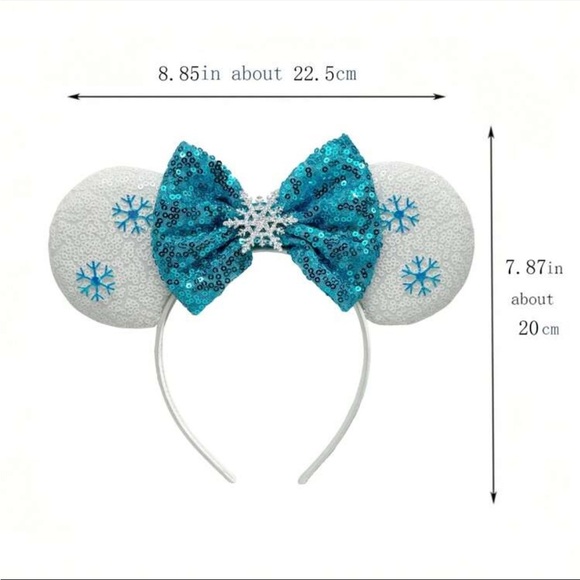 Princess Themed Snowflake Series Hair Hoop & Earrings Set With Glitter Bowknot - Picture 2 of 3